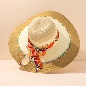 Bucket hat dome round top bowknot big brim summer women hats khaki beige white beach sun protection straw sun hats